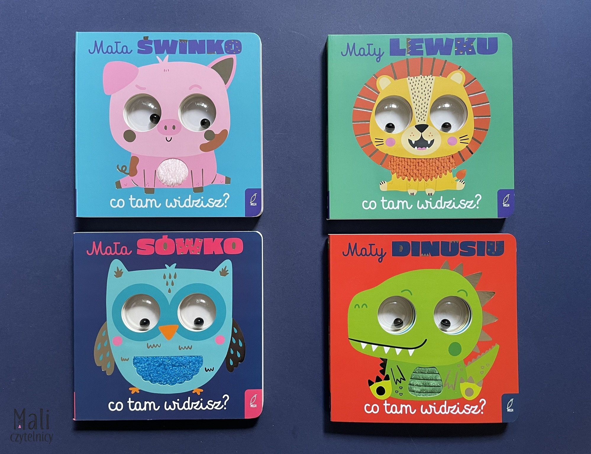 Seria Co tam widzisz?: Co tam widzisz, mała sówko? / Co tam widzisz, mała świnko? / Co tam widzisz, mały dinusiu? / Co tam widzisz, mały lewku?